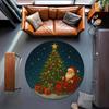 Christmas Round Carpet Santa Slide and Tree Printing Festive Holiday Decorative Rug Floor Mat for Christmas Carpet Under Tree
