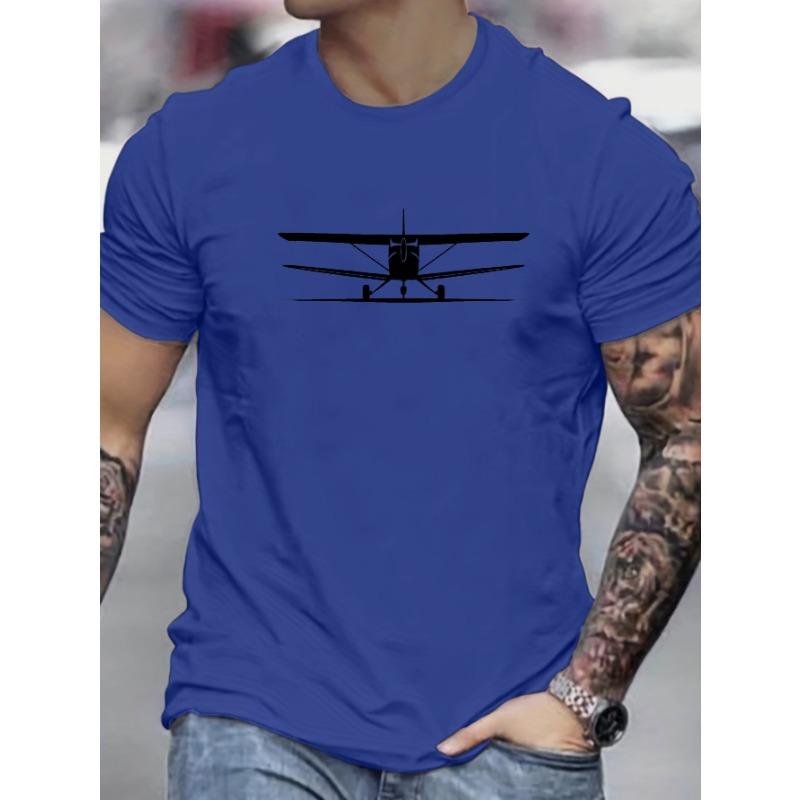 High street fashion creative airplane silhouette pattern printed T-shirt