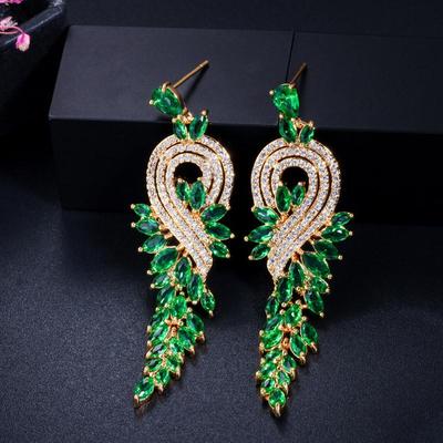 CMM High Quality Yellow Golden Color Cubic Zirconia Drop Earrings