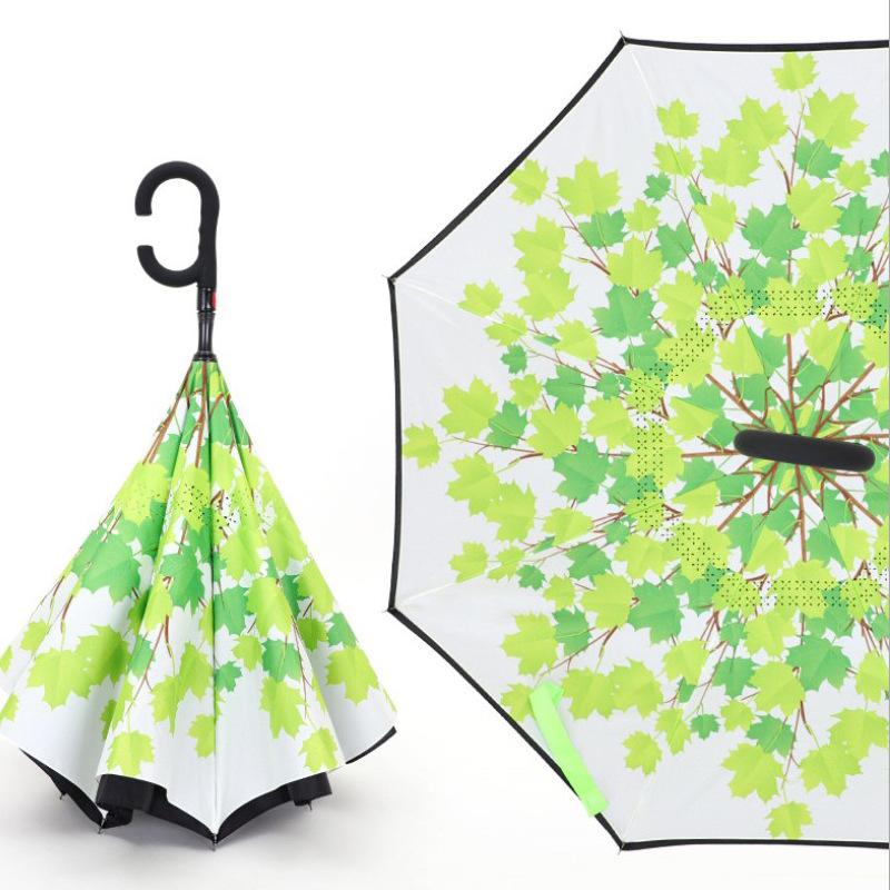 Automatic reverse umbrella straight rod long handle double-layer umbrella car umbrella large double reflective umbrella wind-resistant reinforcement