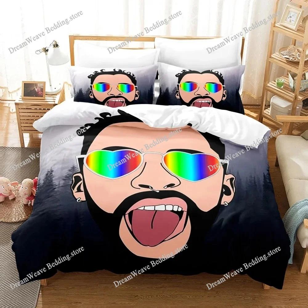3D Print Popular Bad Bunny Bedding Set Un Verano Sin Ti Duvet Cover Comforter Bed Sets Gifts USA Size Twin Full Queen King