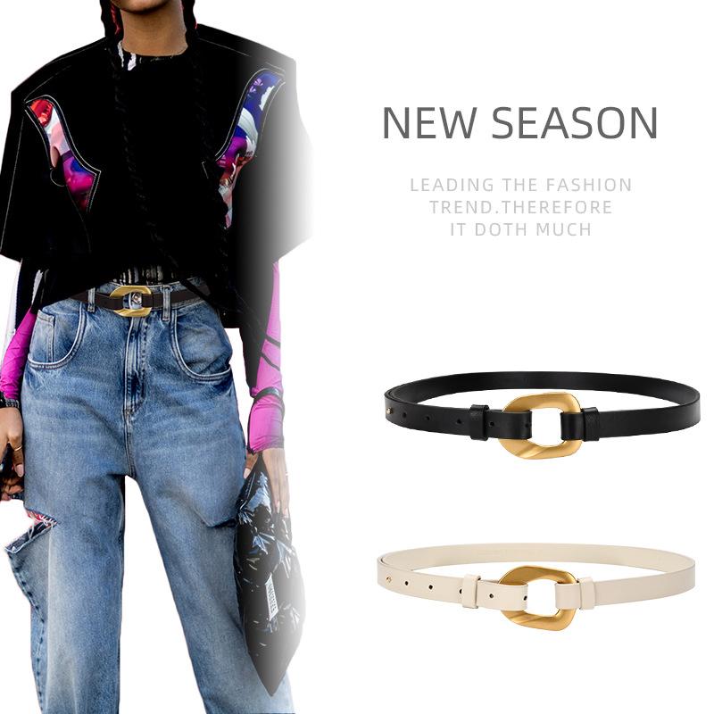 Horseshoe Buckle Waist-tight Thin Belt Korean Style Versatile Dress Waist-hugging Fashion Belt Women's Matching Coat Decorative Women's Belt