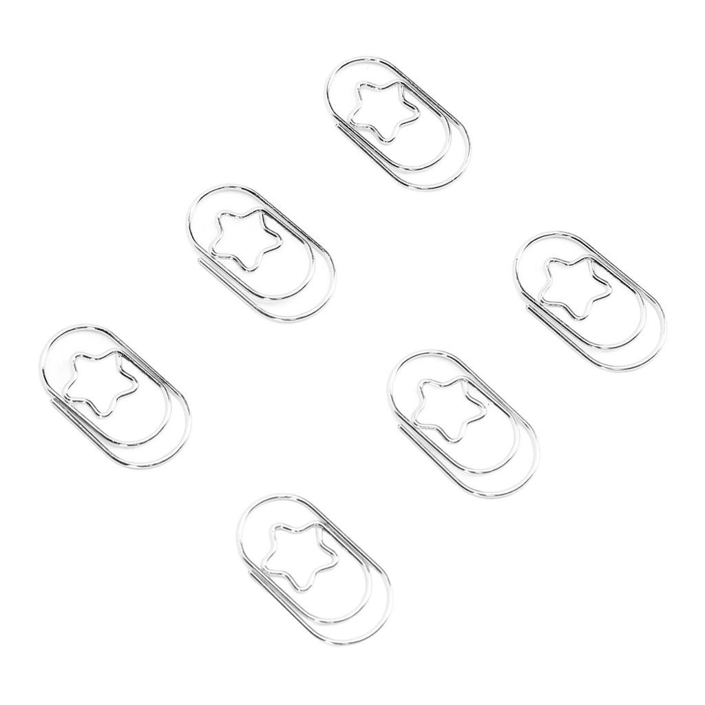 300PCS Paper Clips with Star Shaped Decoration Stainless Steel Non Slip Paperclips for School Document Organizing