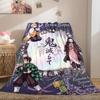 Demon Slayer Deluxe 2D Cartoon Flannel Blanket, Printed Art for Sofa, Soft Bedding for Travel Picnic Rug_LIAN