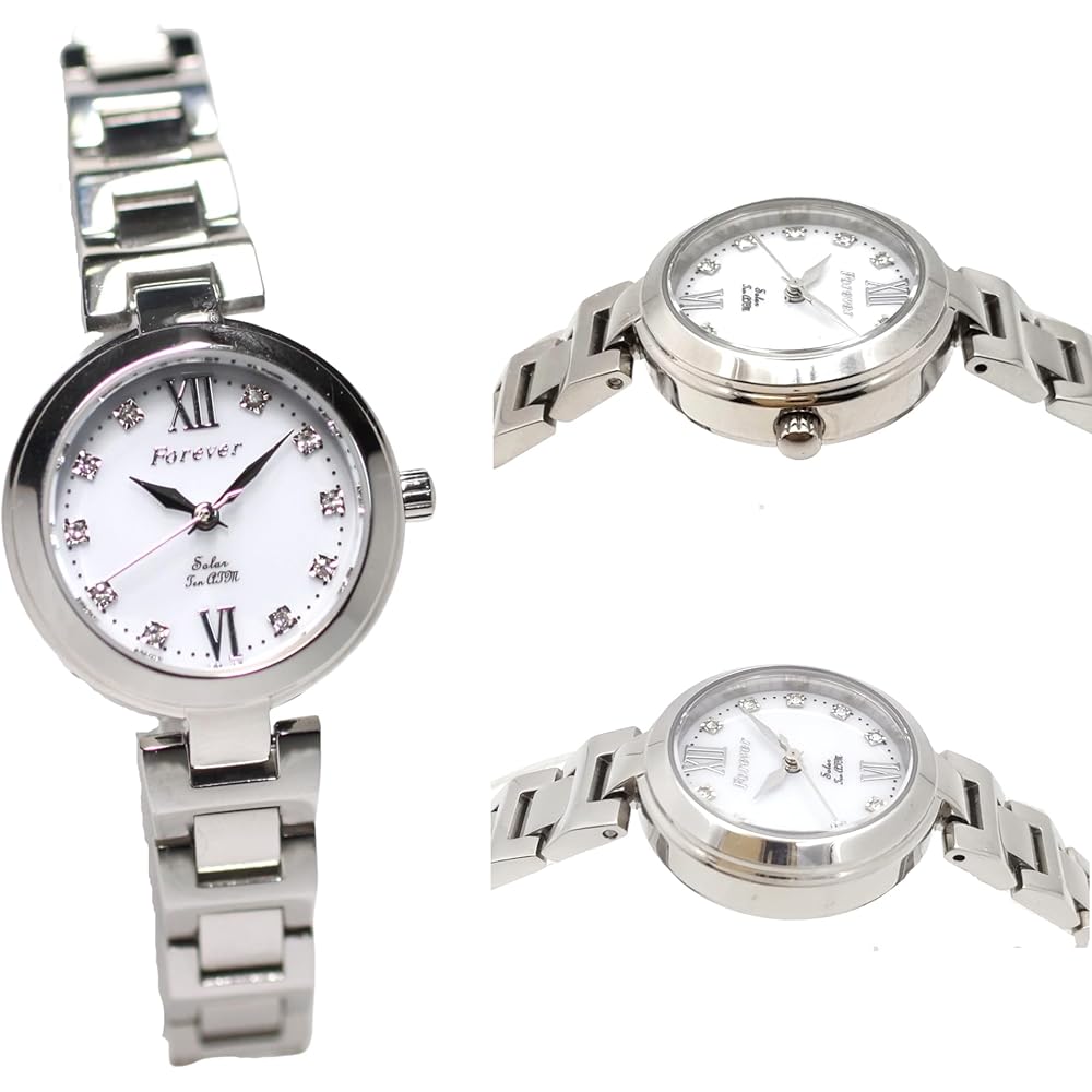 FG-1205-5 Men's and L-1201-1 Women's Crystal Pair Watch Black White Solar Movement 10 ATM Water Resistant