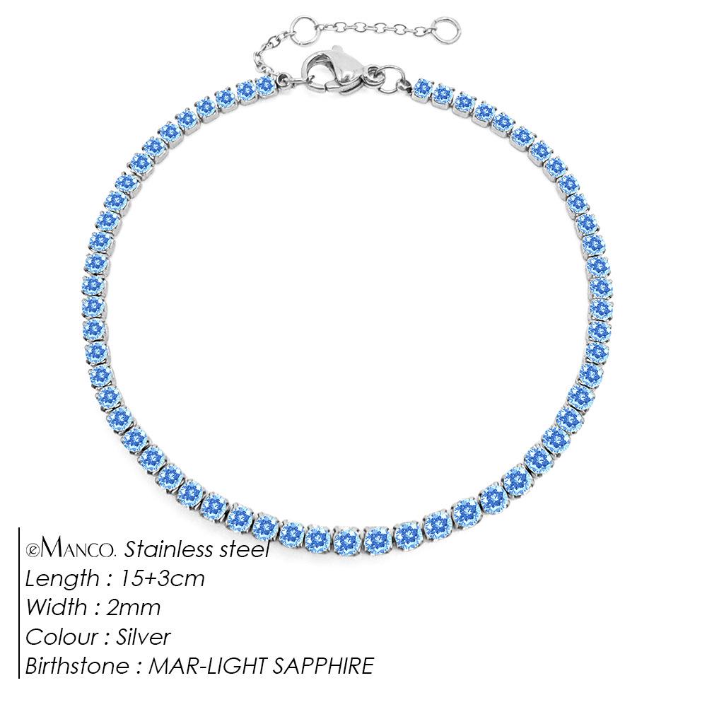 EManco Elegantes Geburtsstein-Tennisarmband mit Zirkonia-Diamanten
