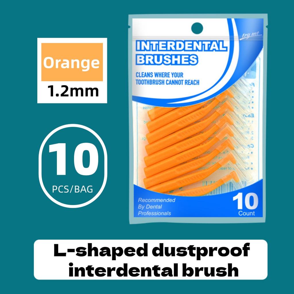 YS00259-10pcs L-shaped Interdental Brushes, Disposable/General-Purpose Packaging for Export