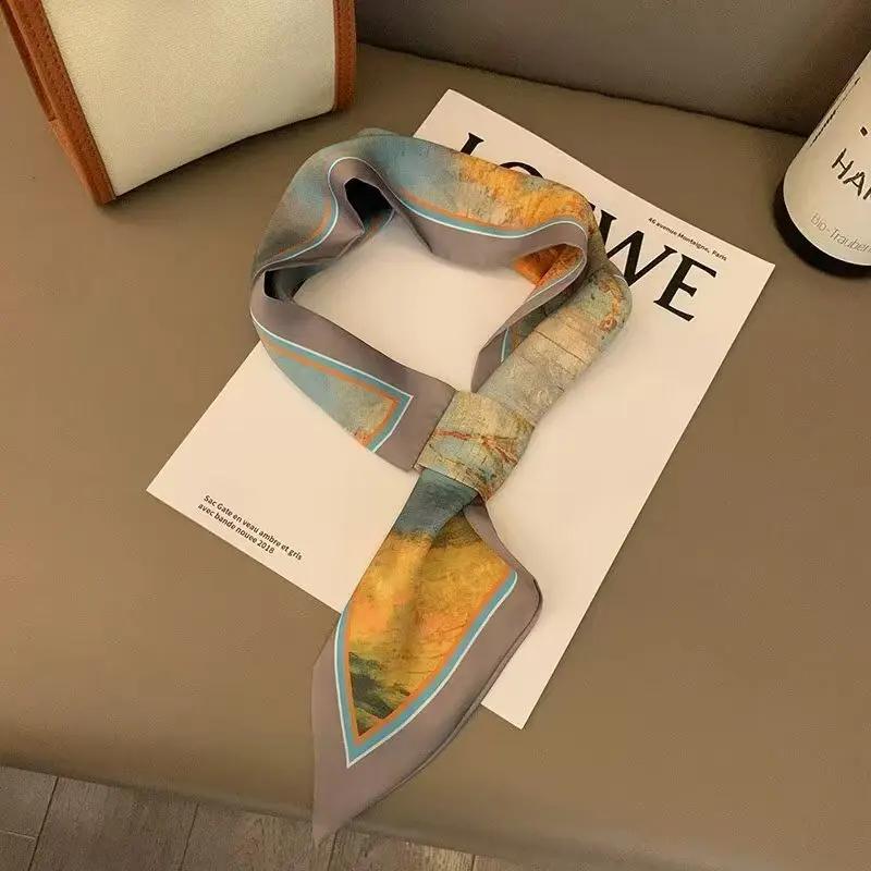 Luxury Brand Skinny Neckerchief Scarf For Women Satin Silk Ribbons Bandana Ladies Neck Tie Wrist Wrap Shawl Echarpe