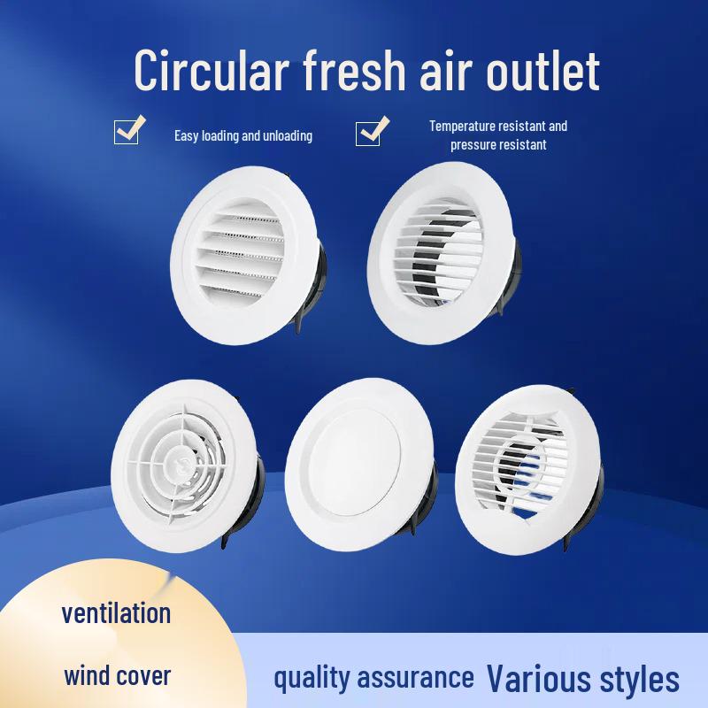 ABS Round Air Ventilation Duct: Indoor Fresh Air, White Exhaust Air Intake