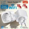 Розумна WiFi розетка ЄС 16A/20A Tuya Розетка з монітором живлення, таймером та голосовим керуванням AC 100-240V для Alexa Google Assistant Smart Life APP
