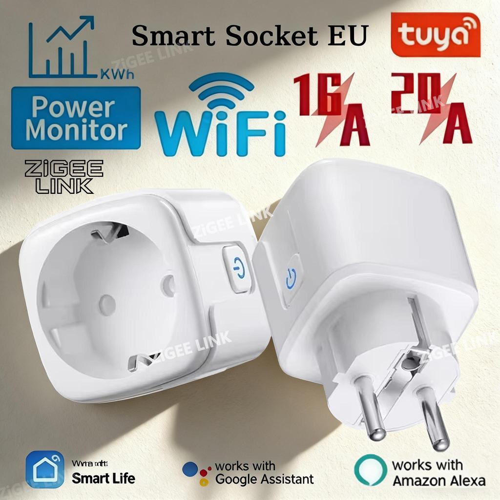 Spina Smart WiFi EU 16A/20A Tuya Presa con Monitoraggio di Potenza con Timer e Controllo Vocale AC 100-240V per Alexa Google Assistant App Smart Life