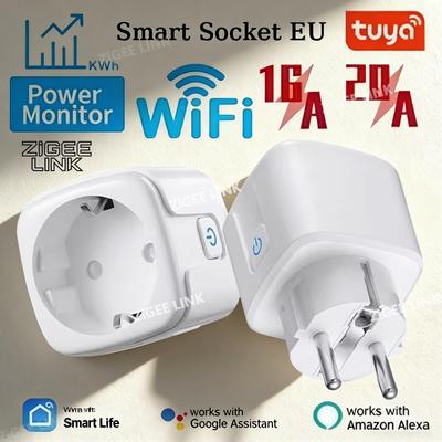 Tuya WiFi Inteligentna Wtyczka EU 16A/20A Gniazdo z Monitorowaniem Mocy Aplikacja Smart Life Sterowanie Głosowe dla Alexa Google Home