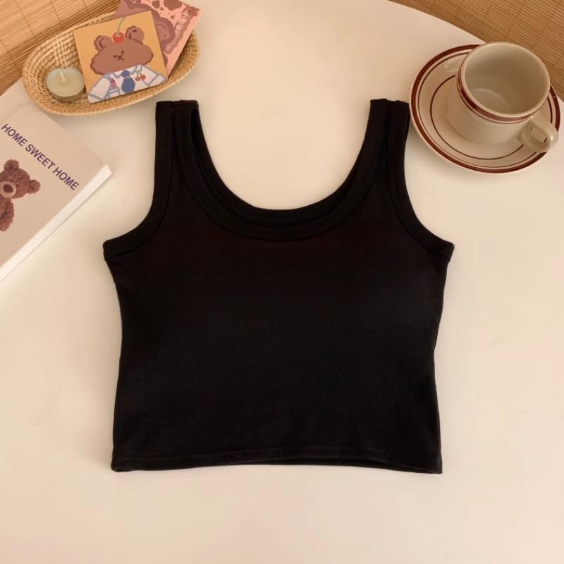 Women's summer versatile short vest with chest pads, Spice Girl Navel Sexy Bottom Small Vest Women
