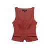 TAOP&ZA Spring/Summer Women's Double-Breasted Square Neck Slim Sleeveless Vest Top