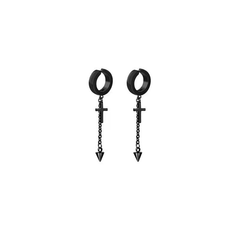 

Сережки унісекс у корейському стилі, чорні з нержавіючої сталі