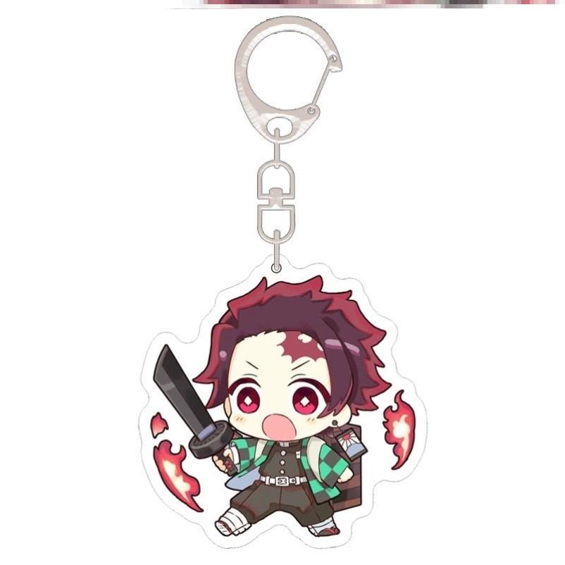 Keychain Pendant Anime Demon Slayer Kimetsu No Yaiba Kamado Tanjirou Double Sided HD Bag Pendant Gift For Fans Cosplay Props Jewelry Gift