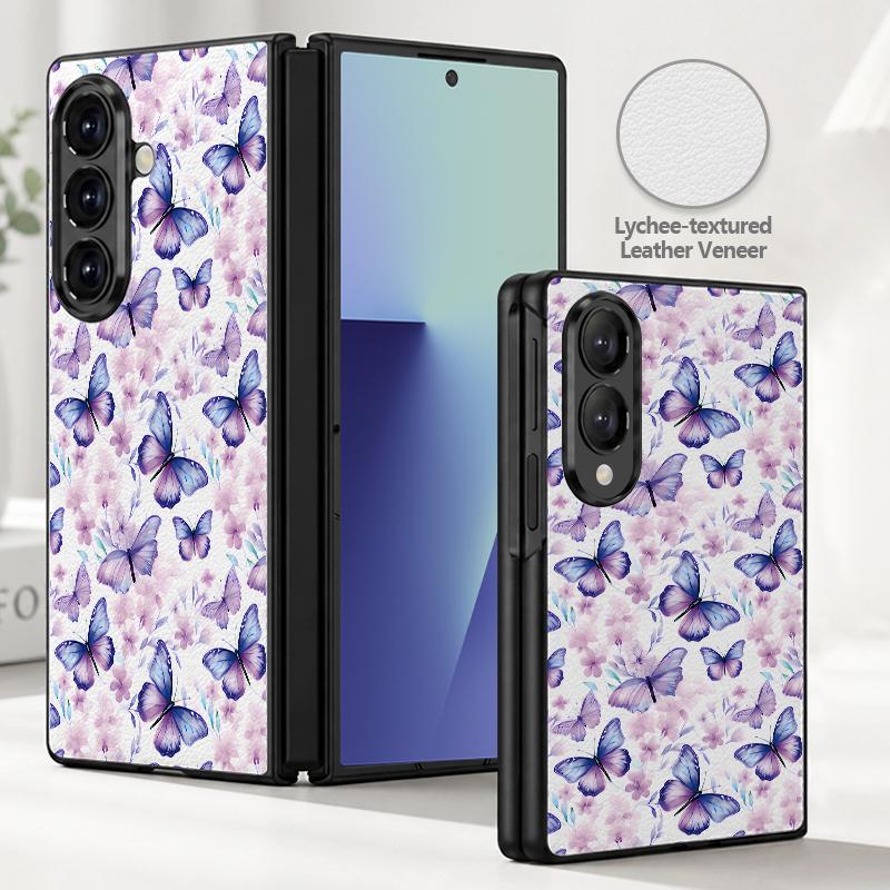 Luxury Butterfly Print Case For Samsung Galaxy Z Fold 8 Ultra 7 6 5 Fold8 Fold7 Fold6 Luxury Leather Skin Hard Folding Phone Cover
