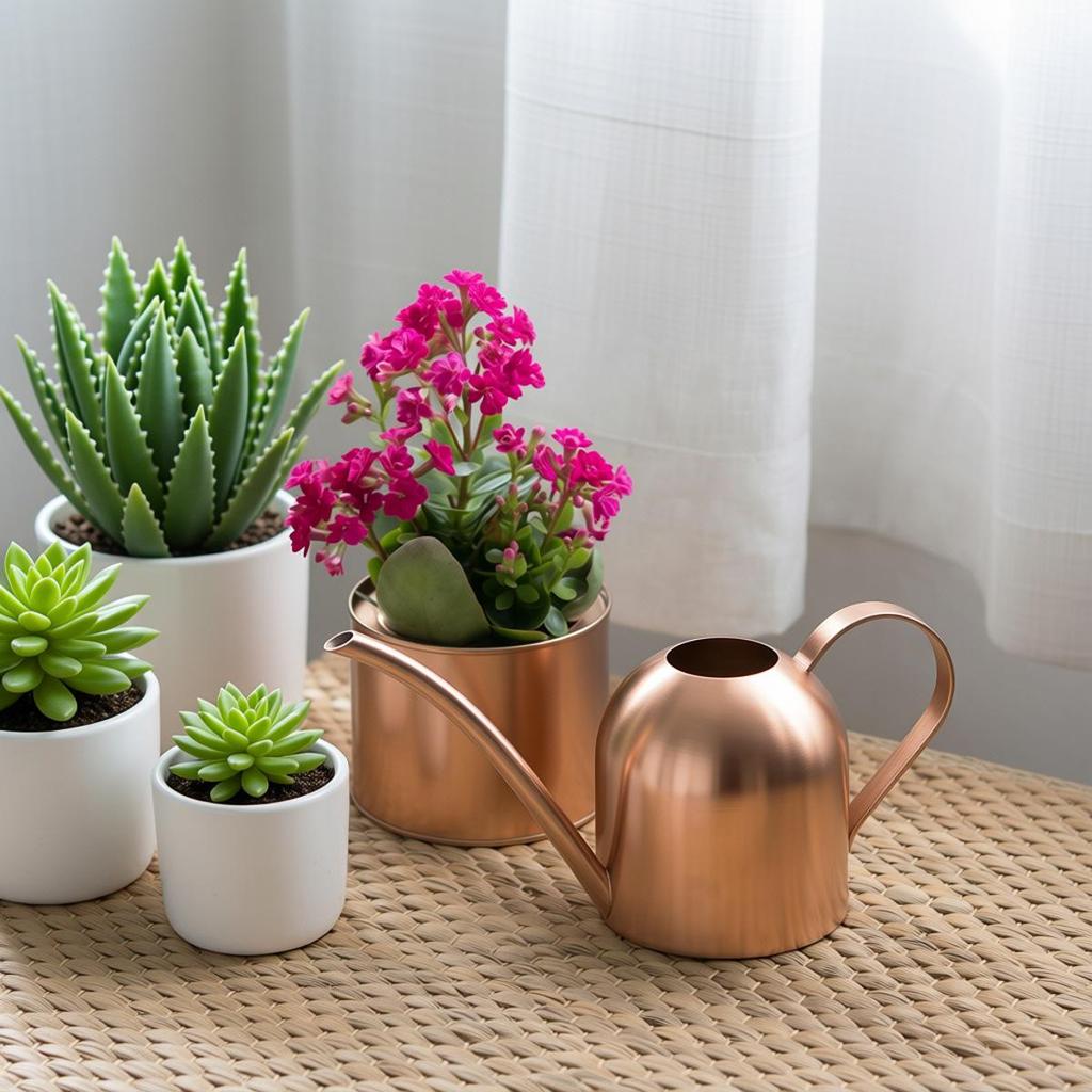 Golden 500ML Stainless Steel Watering Can with Long Spout - Green Plant Sprayer & Small Garden Sprinkler