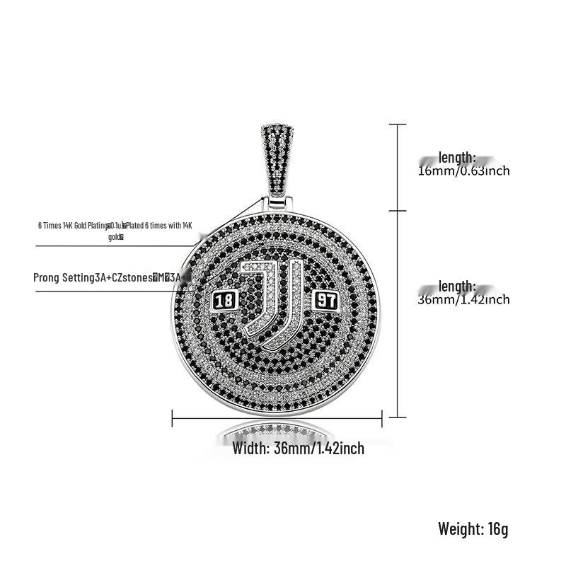 European & American Hip-Hop Football Club Badge Pendant with Colorful Drip Oil - Fan Commemorative Medal Necklace