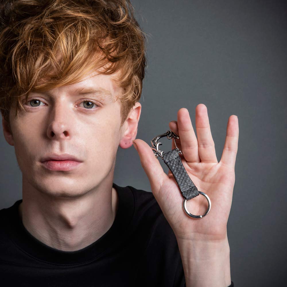 Artemis Klassische Florale Karabiner-Schlüsselanhänger, Pythonskin, Herren, ACLK0024, Herren Marken Schmuck, Edelstahl Schlüsselanhänger, Schlüsselring