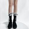 Fashionable Over The Knee Socks with Cute Ribbon Bowknot Stretchy Lace Trimmed Thigh High Long Stockings for Women