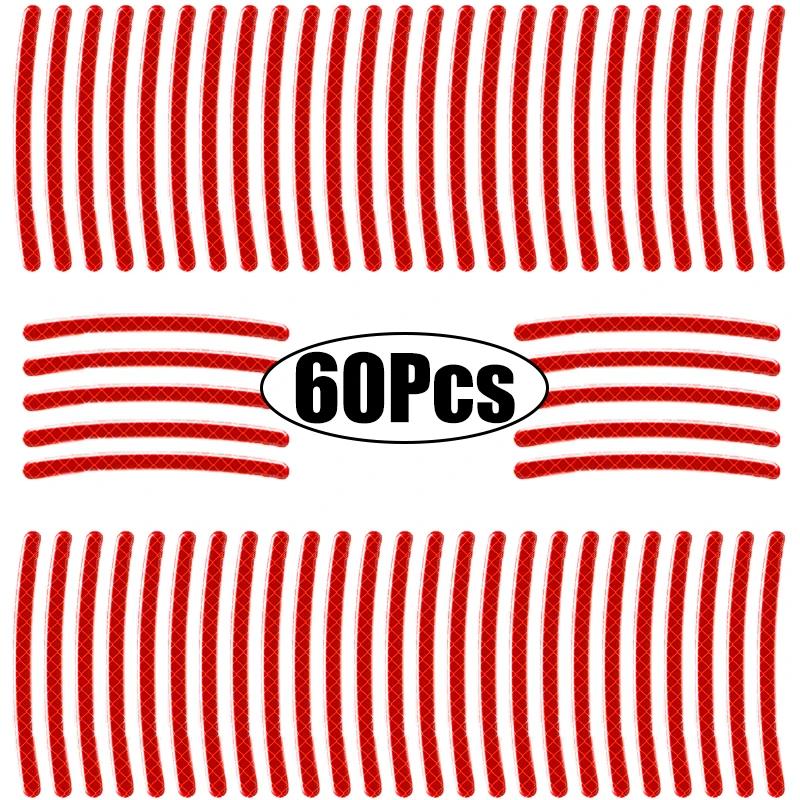 Car Wheel Hub Reflective Stickers Cars Motorcycle Stripe Tape Decorative Stickers Car Decal Auto Exterior Accessories 20-60Pcs