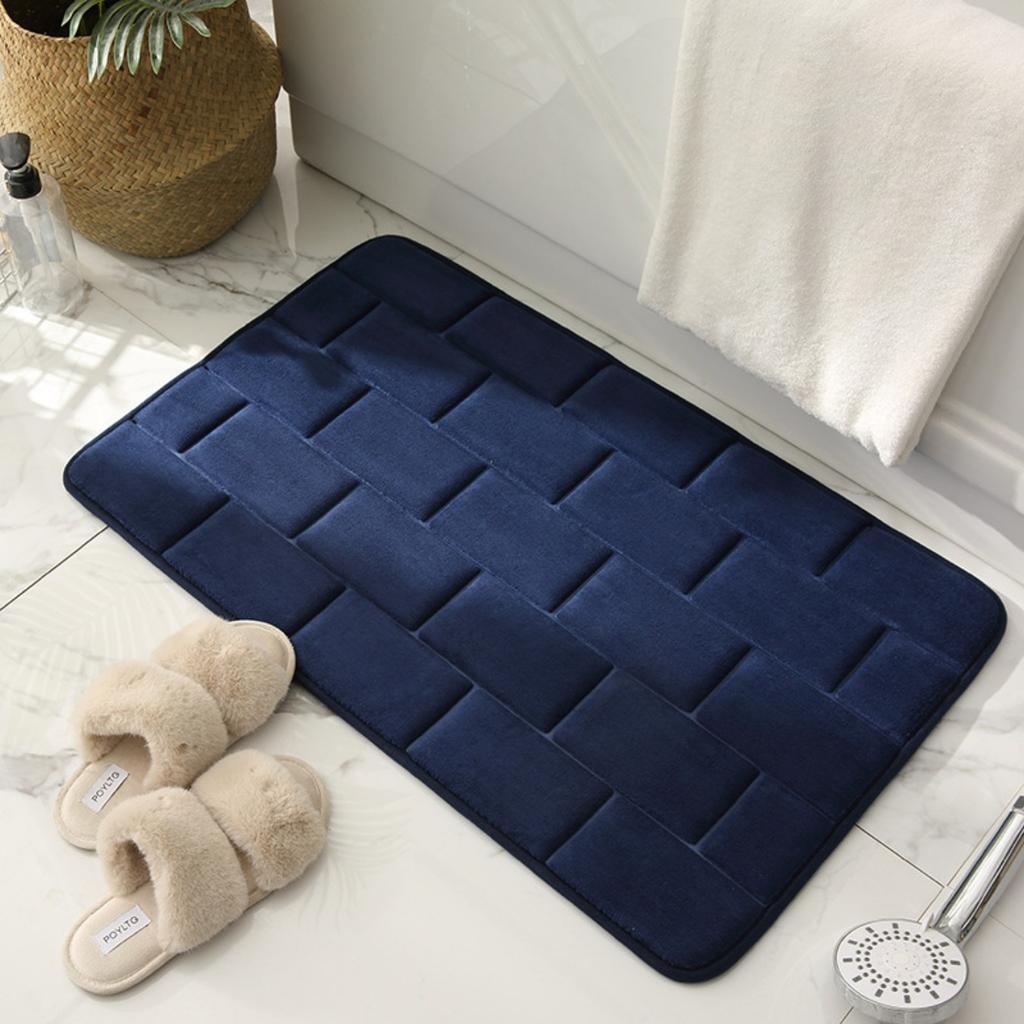 Tile Pattern Embossing Bathroom Mat Bath Non-slip Carpets In Wash Basin Bathtub Side Floor Rug Shower Room Doormat Memory Foam 3D Pad