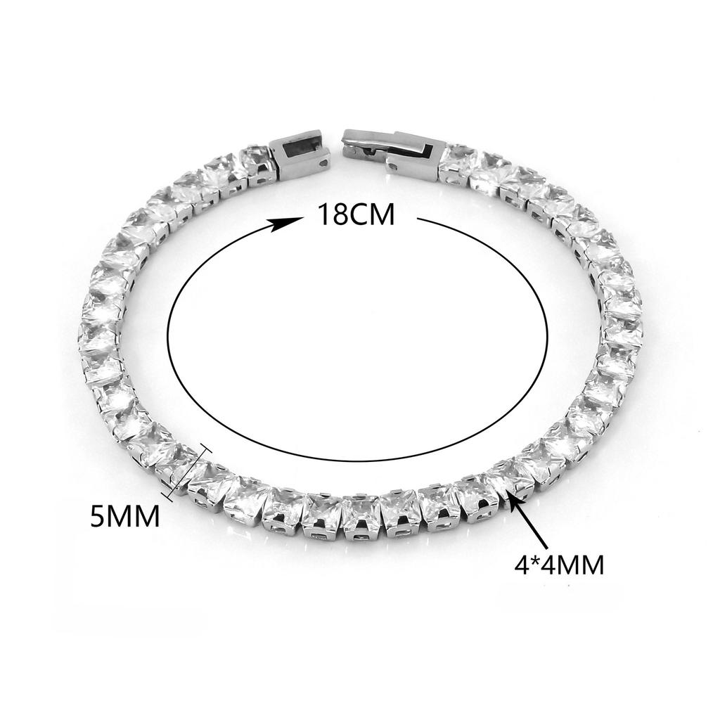 Zircon Tennis Bracelet Women's Square Light Luxury Exquisite Bracelet Gift Jewelry