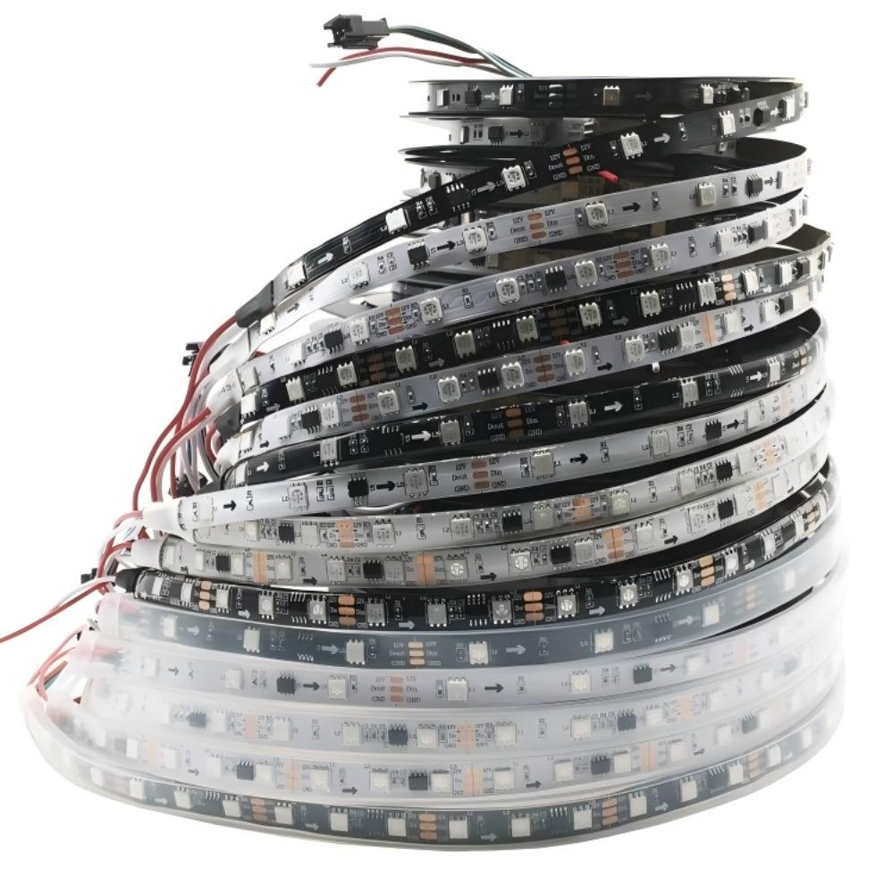 WS2811 LED szalagfény DC12V 24V 30/60 LED/m Címzett Intelligens Intelligens 5050RGB WS2811 Pixelek LED Fény IP30/65/67 Fekete/Fehér PCB