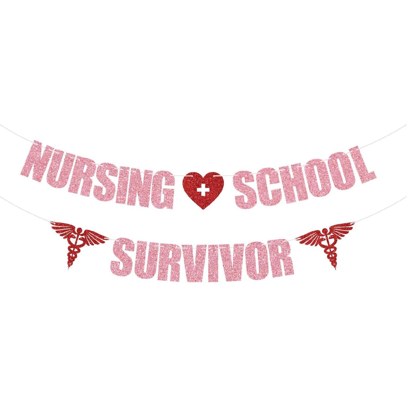 Nursing School Survivor Banner, Class of 2025 Nursing School Grad Decorations, Congrats Future Nurse Banner, Nursing School Graduation Party