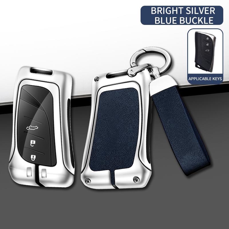 Leather Car Metal Key Case Cover For Lexus Es200 Rx300 Ls500H Nx26 Keyless Bag Protector Shell Keychain Auto Accessories