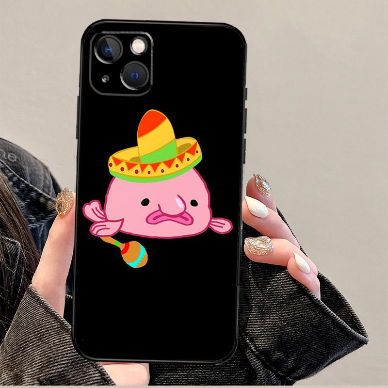 Cartoon Blobfish Phone Case For iPhone 17 Pro Max 17 Air 14 13 12 11 15 16 Pro Max mini 16 Plus 16e Cover
