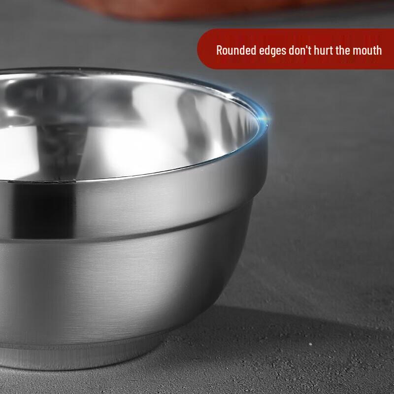 304 Stainless Steel Double-Layer Insulated Bowls, 12cm, 6-Pack