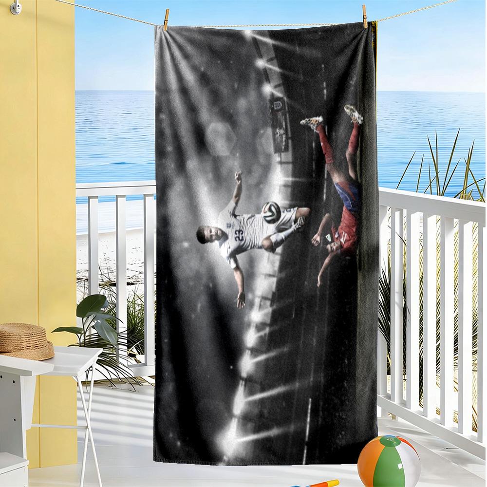 Soccer Player Action Beach Towel Soft Durable Quick-Dry Comfortable Lightweight Portable for Swimming,Beach,Camping, Travel, Beach Accessories,Gym
