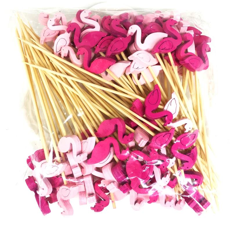 100Pcs 12cm Cactus Flamingo Fruit Cocktail Toothpicks Pineapple Cake Sticks Food Picks for Wedding Birthday Party Supplies 5