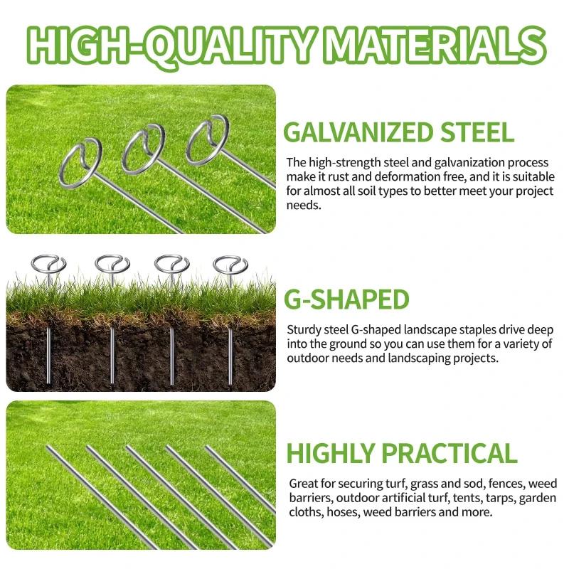 Top Quality round Gardening Thimble round Top Stake for Lawn Cloth Weed Barrier Camping Tent Fixing Spike