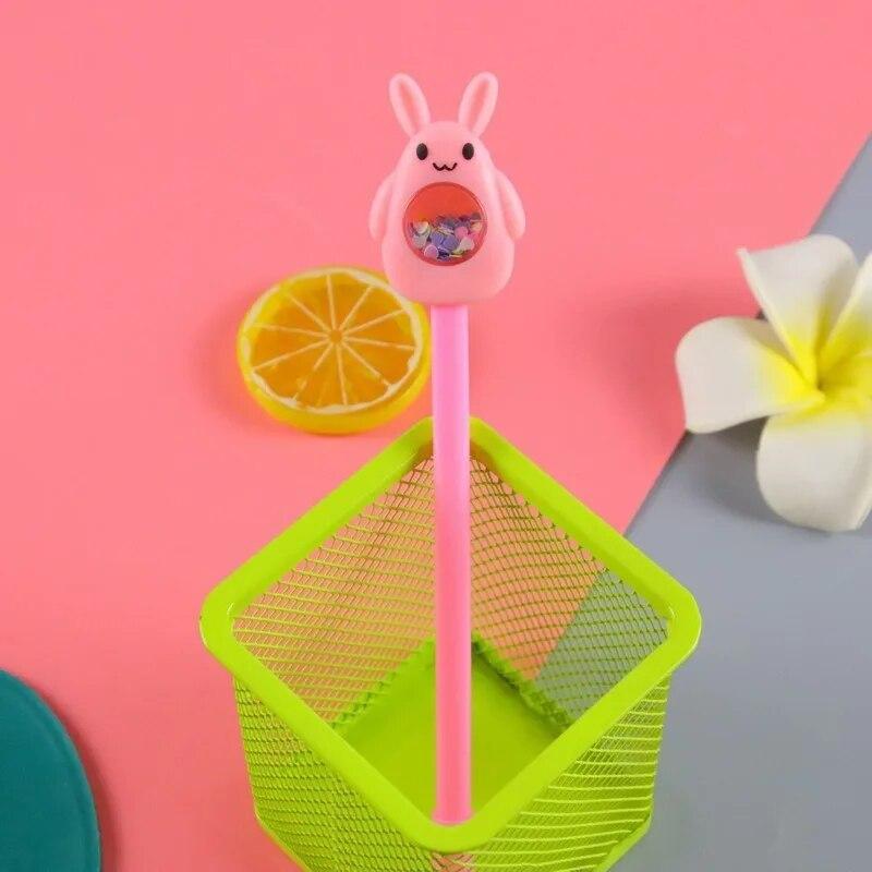 

1 шт., канцелярские принадлежности, милая гелевая ручка с блестками Kawaii Rabbit, школьные канцелярские принадлежности, креативная милая, милая ручка