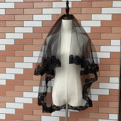 Halloween Veil Black Short Lace Short Veil