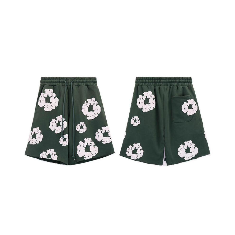 (Mały, różowy) 2024 Denim Tears Kapok Print Unisex Casual Shorts