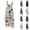 Dames Halloween Print Losse Jumpsuit Casual Vintage Stijl Salopette Linnenmix Overall voor Dagelijks Gebruik