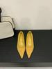 Bright yellow French single shoes women's 2025 spring and autumn new light mouth soft sole temperament kitten heel with skirt high heels