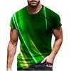 Summer Round Neck 3D Line Print Top Fashionable Casual Short Sleeved Men's T-shirts
