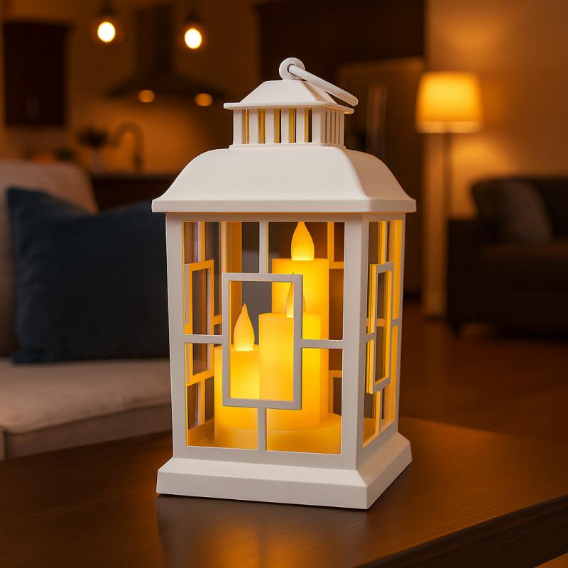Lampion Dekoracyjny Led Z Imitacją Świec 12X23 Cm Latarnia Stojąca
