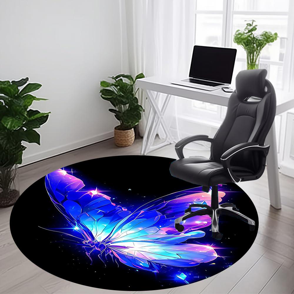 1pc Butterfly Wings Office Round Area Rug, Indoor Mat Suitable ForOffice, Under Office Chairs Bedroom Living Room Home Decor, Room Deco T104