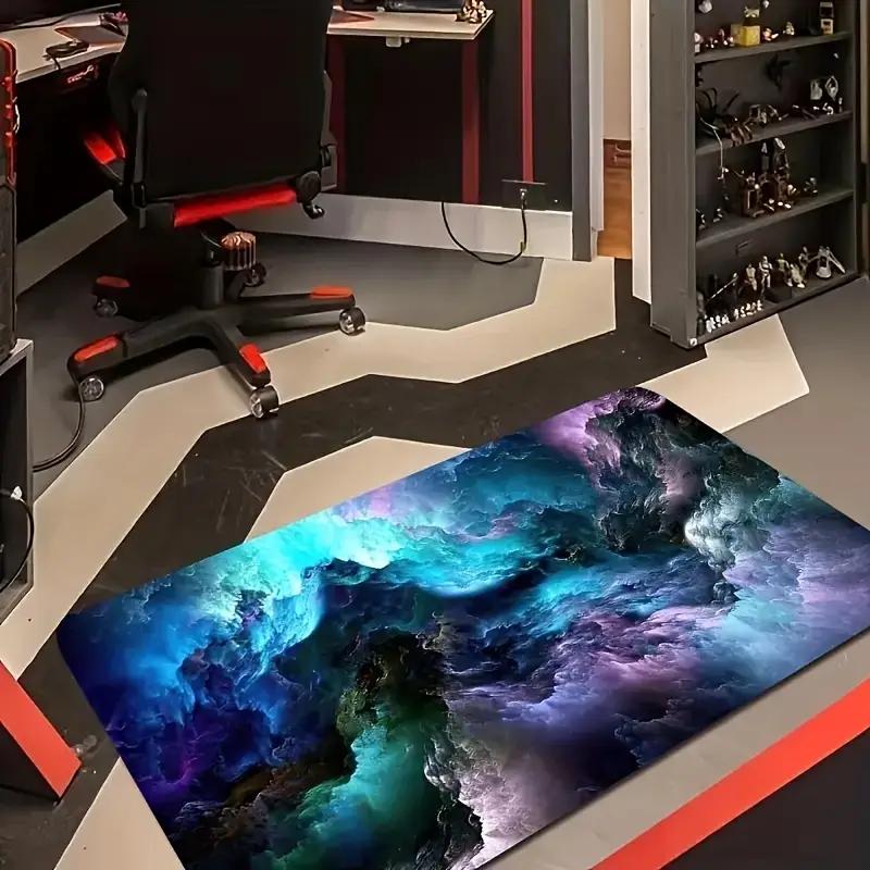 Modern for Galaxy Outer Space Stars 3D Illusion Floor Mat Non-Slip Area Mat Design for Living Room Decor Indoor Home Accent Rugs