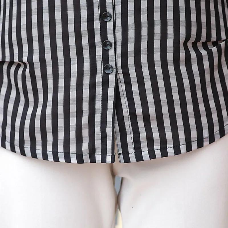 Damen Sommer Dünnes Chiffon Karomuster Hemd Mittelalterliche und Ältere Bequeme Lockere Temperament Bluse