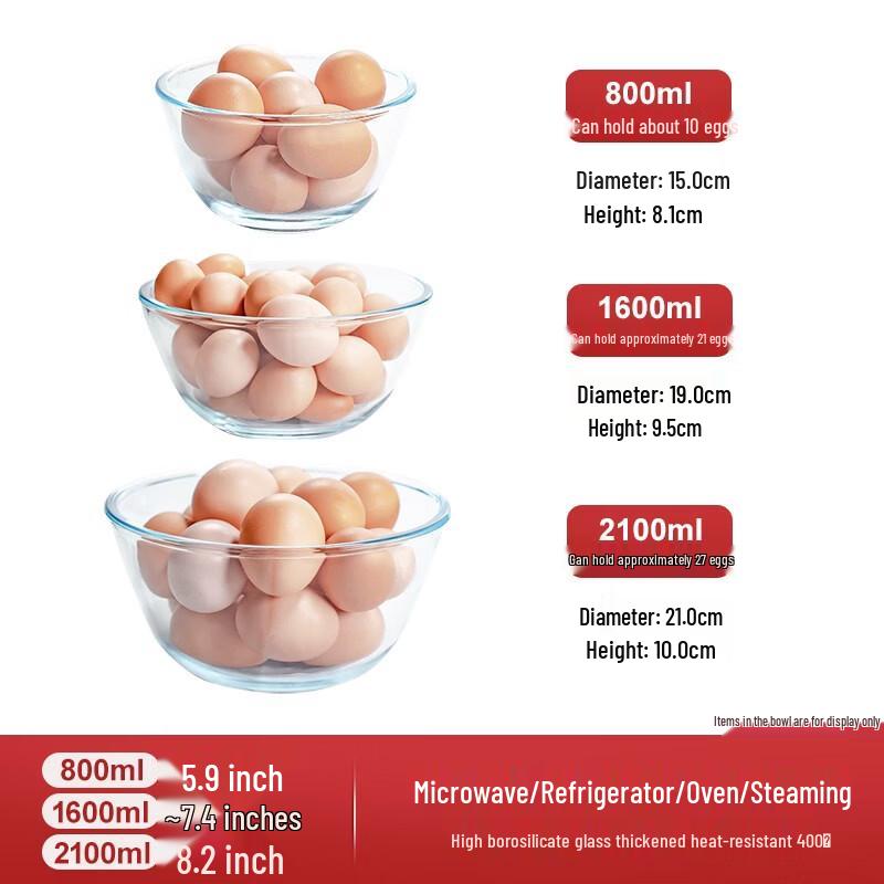 

Youde 3-Piece Heat-Resistant Glass Bowl Set