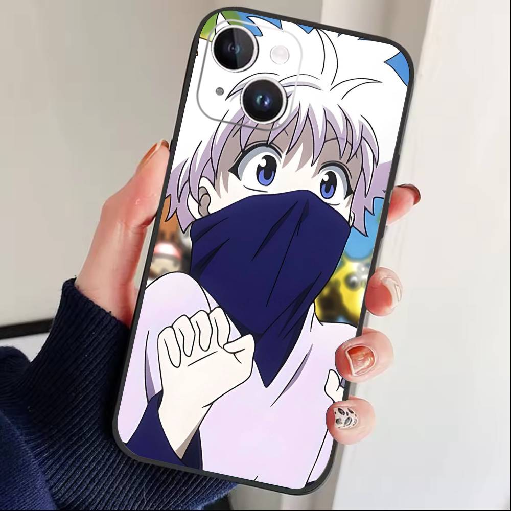 D-Killua Zoldyck H-Hunter X Hunter Phone Case For iPhone 17 16 15 14 13 12 Max Plus Silicone Black Cover