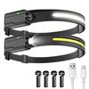 LUTW Wiederaufladbare LED-Stirnlampe mit COB P8 Licht Weitstrahl 4 Beleuchtungsmodi 500lm Hoch 8 Stunden Dauerlicht Wasserdicht für Stromausfall Outdoor