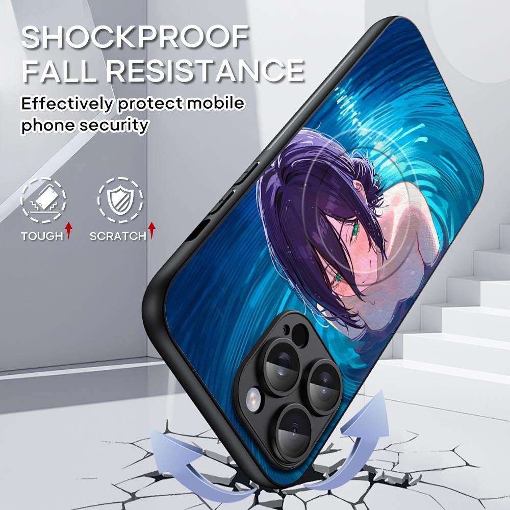 Reze Japan Anime Girl Cool Pattern Phone Case For iPhone 16 15 14 13 12 11 Plus Pro Max High-end Luxury Magsafe Sheepskin